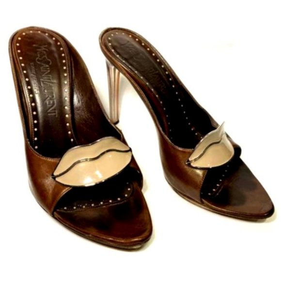 RARE Designer Tom Ford for Saint Laurent Lucite Lips Heels- Size 8.5 - Picture 4 of 11